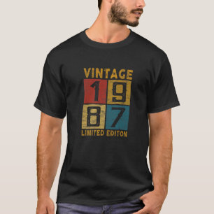 Camiseta 35º Aniversário Vintage 1987 Nascer Em 1987 35 Ano