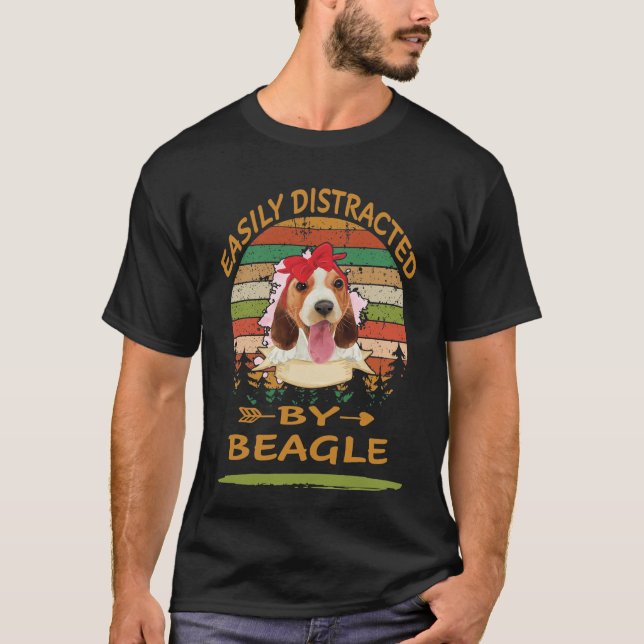 Camiseta 352 Facilmente Distraído Por Beagle (Frente)