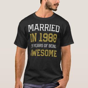 Camiseta 35.º Aniversário dos Homens Casados Em 1988 Casais