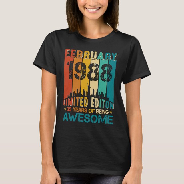 Camiseta 35.º Aniversário Fevereiro De 1988 35 Anos De Idad (Frente)