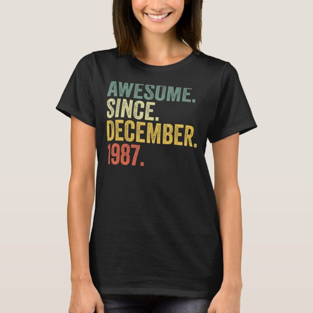 Camiseta 35.º Aniversário Impressionante Desde dezembro de  (Frente)