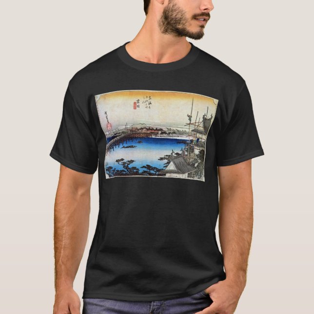 Camiseta 35. 吉田宿, 広重 Yoshida-juku, Hiroshige, Ukiyo-e (Frente)