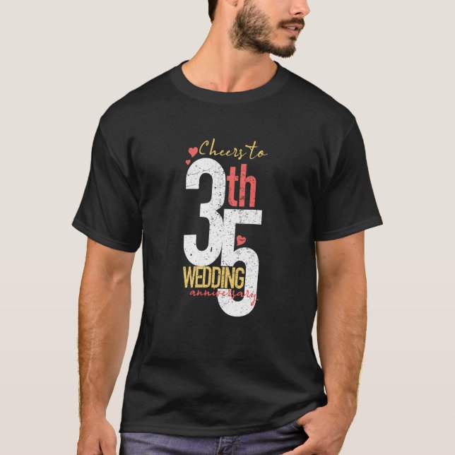 Camiseta 35 anos 35 anos aniversário de casamento (Frente)