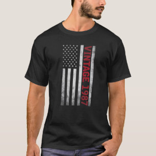Camiseta 35 anos 35 anos Aniversário Vintage American Flag 