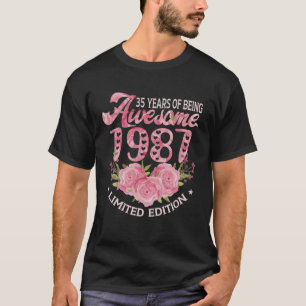 Camiseta 35 Anos De Idade, Rosa, Vintage, 1987 Bday, Presen