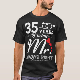 Camiseta 35 Anos De Ser O Sr. Husband 35.º Aniversário