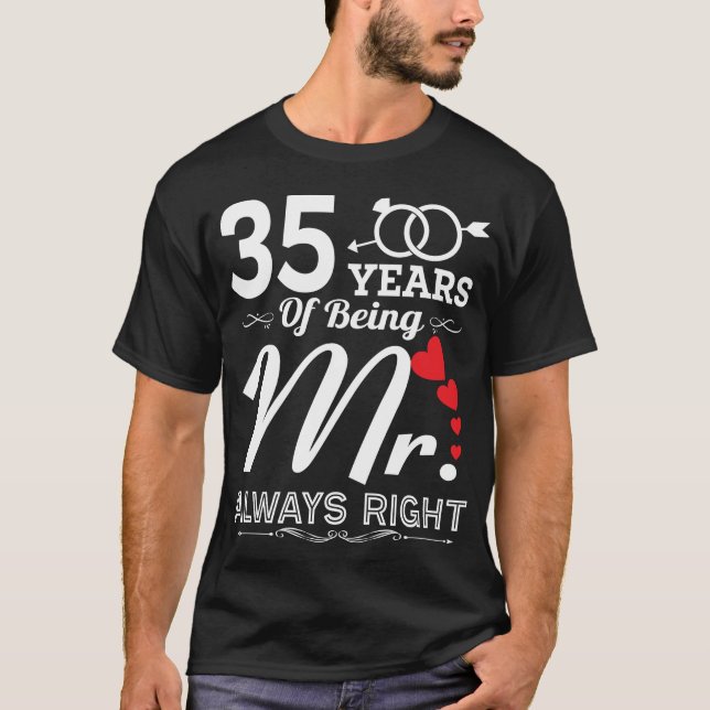 Camiseta 35 Anos De Ser O Sr. Husband 35.º Aniversário (Frente)