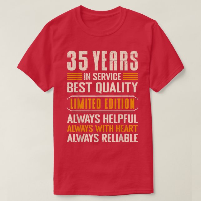 Camiseta 35 anos de trabalho no aniversário da empresa (Frente do Design)