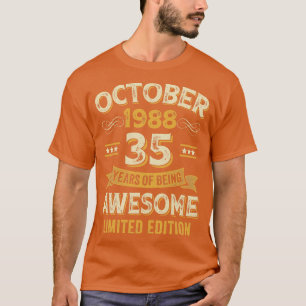 Camiseta 35 anos fantástico Vintage outubro de 1988 35º ani