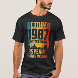 Camiseta 35 anos Presentes Vintage outubro de 1987 35º Nasc