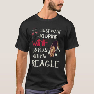Camiseta 35 Beber Vinho E Brincar Com O Meu Beagle
