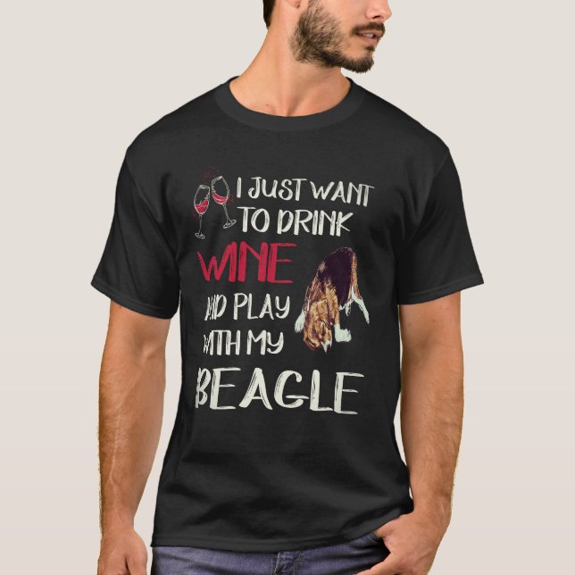 Camiseta 35 Beber Vinho E Brincar Com O Meu Beagle (Frente)