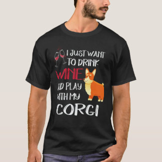 Camiseta 35 Eu Só Quero Beber Vinho Corgi