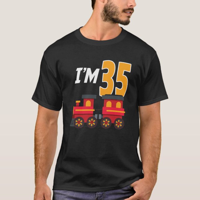 Camiseta 35° Trem-Festa de aniversário Brinquedo de 35 anos (Frente)