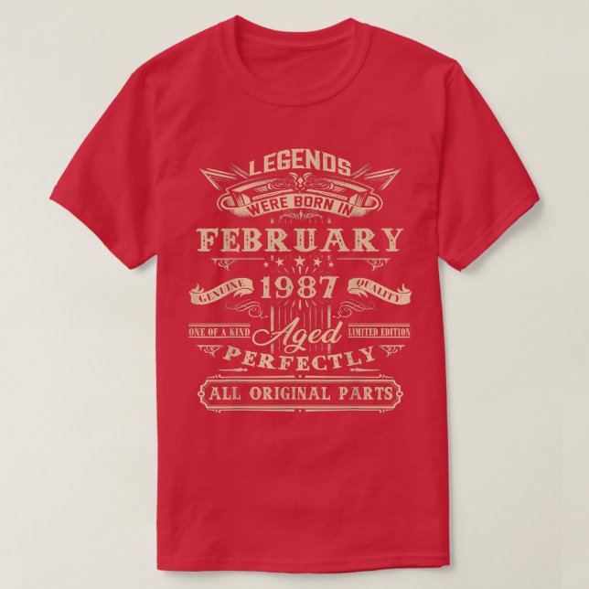 Camiseta 35th Birthday Gift For Legends Born February 1987  (Frente do Design)