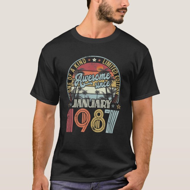 Camiseta 35Th Birthday January 1987 Decoration Men Women 35 (Frente)