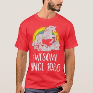 Camiseta 35th birthday, vintage unicorn, Awesome since 1986