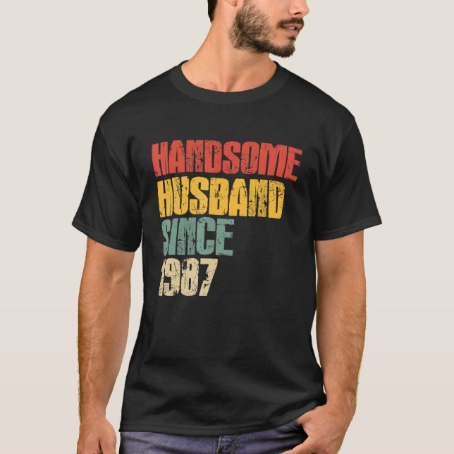 Camiseta 36º aniversário de casamento para Him Handsome Hus (Frente)
