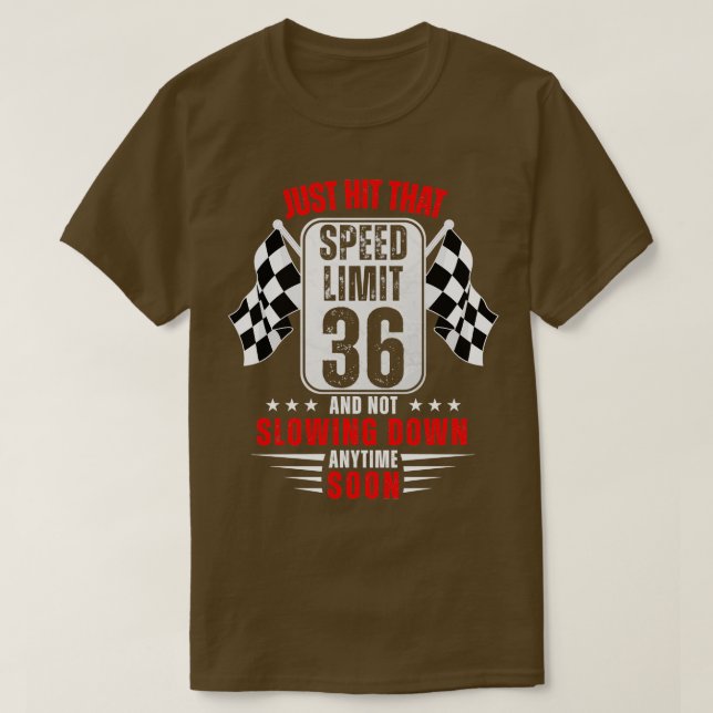 Camiseta 36º Aniversário - Sinal de Velocidade 36 Anos Engr (Frente do Design)