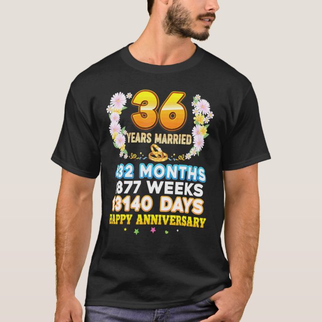 Camiseta 36 anos de casamento Feliz 36.º aniversário de cas (Frente)
