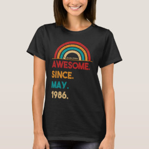 Camiseta 36 anos de idade incrível desde maio de 1986 36º a
