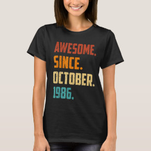 Camiseta 36 anos de idade incrível desde outubro de 1986 36