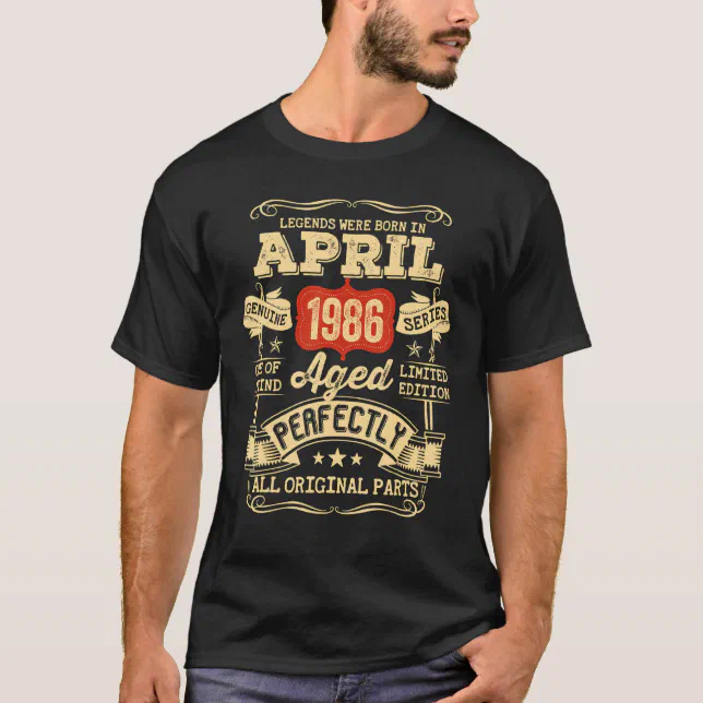 Camiseta 36 anos Vintage, 36 anos, aniversário, abril de 19