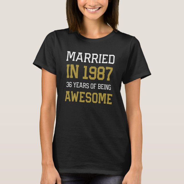 Camiseta 36th Anniversary for Men Married In 1987 Couples H (Frente)