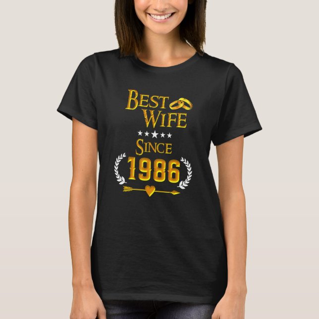 Camiseta 36th Wedding Anniversary Best Wife Since 1986 (Frente)
