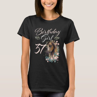 Camiseta 37ª Rapariga de Aniversário, Cavalo 37 Anos
