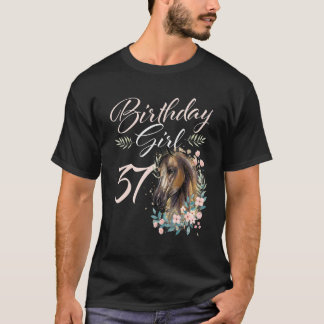 Camiseta 37ª Rapariga de Aniversário, Cavalo 37 Anos