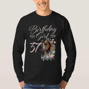 Camiseta 37ª Rapariga de Aniversário, Cavalo 37 Anos