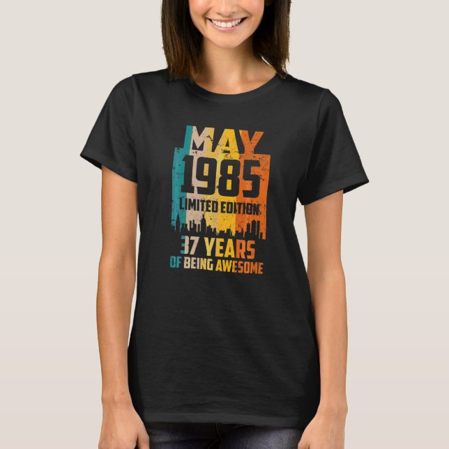 Camiseta 37º Aniversário 37 Anos Incrível Desde Maio De 198 (Frente)