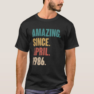 Camiseta 37º aniversário da decoração incrível desde abril 