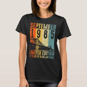 Camiseta 37º Aniversário Vintage setembro de 1985 37 anos