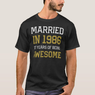 Camiseta 37.º Aniversário dos Homens Casados Em 1986 Casais