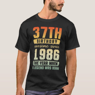 Camiseta 37.º Aniversário Impressionante Desde 1986 Ano Qua