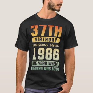 Camiseta 37.º Aniversário Impressionante Desde 1986 Ano Qua