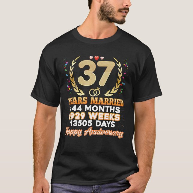 Camiseta 37 Anos De Casamento Feliz 37.O Aniversário De Cas (Frente)