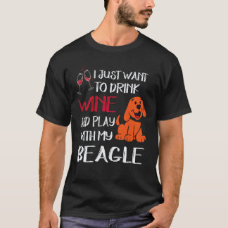 Camiseta 37 Beber Vinho E Brincar Com Meu Beagle