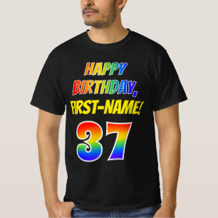 Camiseta 37.o Aniversário — Negrito, Divertido, Arco-Ír