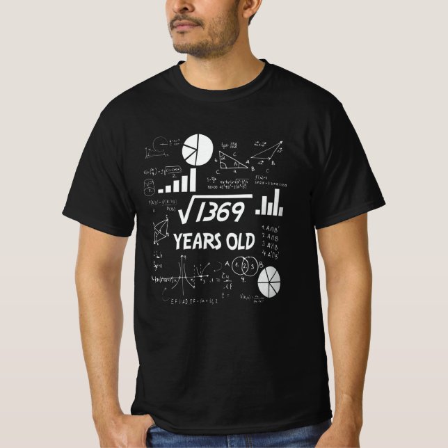 Camiseta 37th Birthday Square Root Math 37 Years Old Bday (Frente)