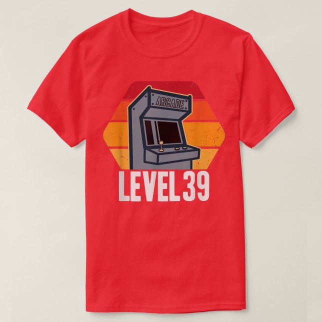 Camiseta 39º aniversário 39 anos Vídeo Jogo Nível 39 Ret (Frente do Design)