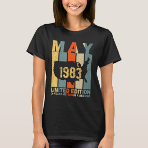 Camiseta 39º Aniversário De Maio De 1983 39 Anos De Esforço