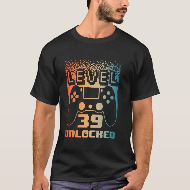 Camiseta 39º Aniversário Para Homens Nível 39 Jogador Desbl (Frente)