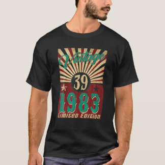 Camiseta 39 Anos De Idade Vintage 1983 Edição Limitada 39º