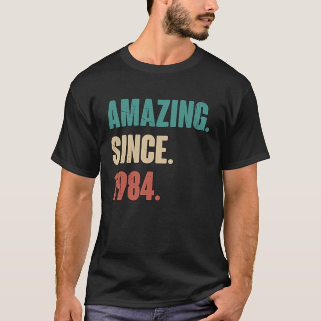 Camiseta 39 anos Vintage 1984 Aniversário 39º Decoração (Frente)