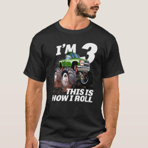 Camiseta 3.º Aniversário Monster Truck 3 Anos