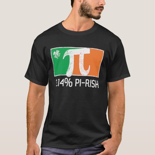 Camiseta 3 14 Pi Rish St Patrick's Day Irish Flag C Distres (Frente)