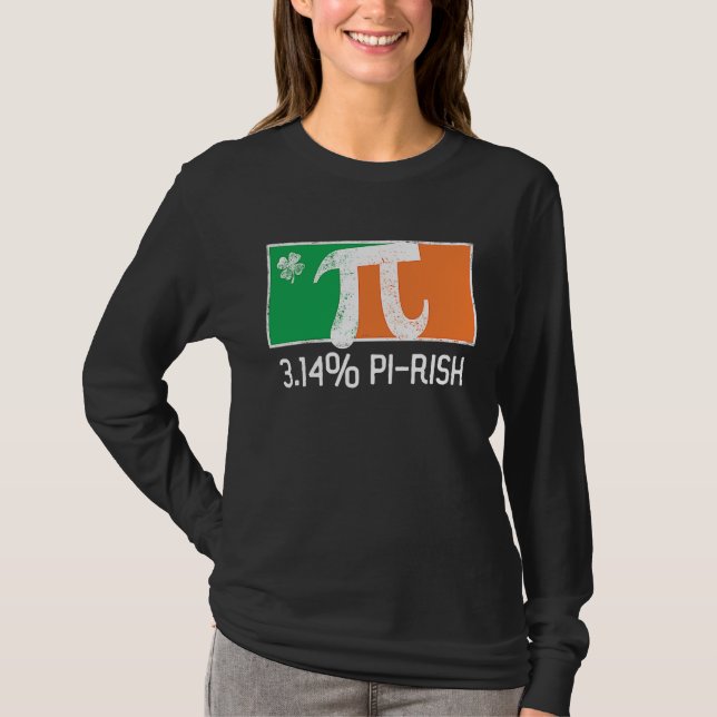 Camiseta 3 14 Pi Rish St Patrick's Day Irish Flag C Distres (Frente)